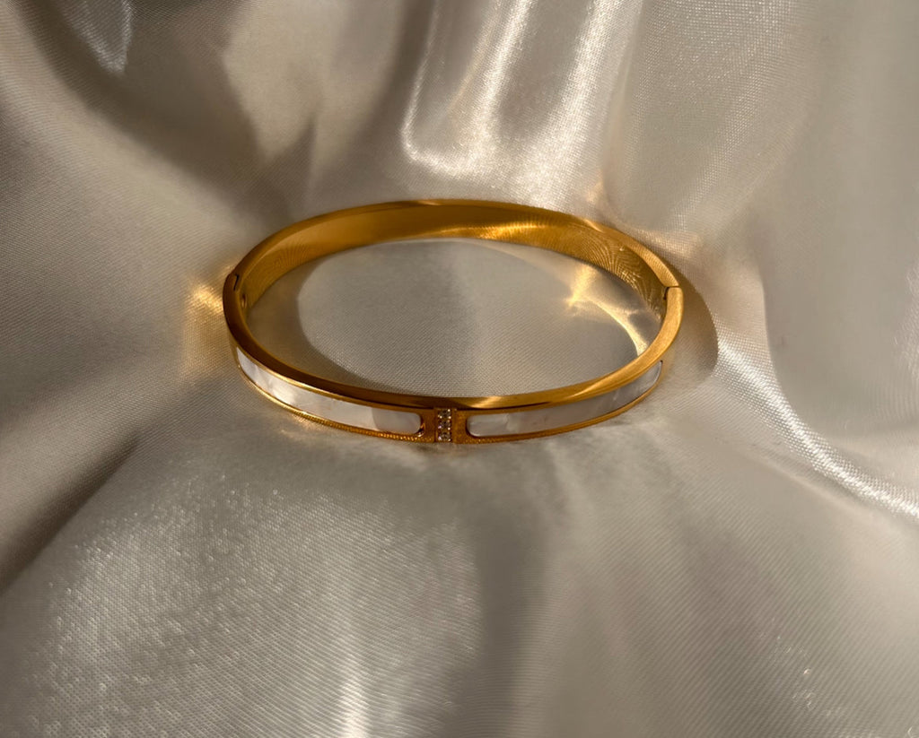 GOLD BRACELET MARBLE INLAY