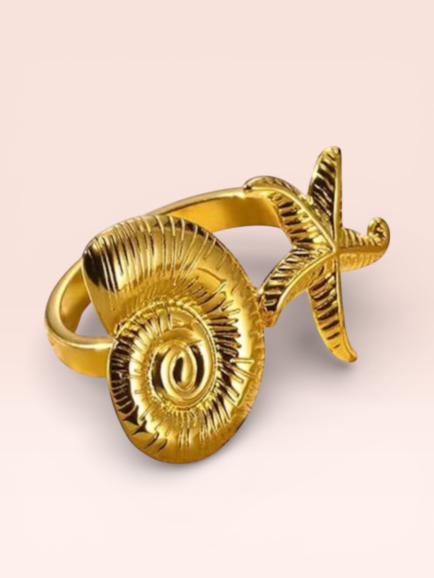 GOLD OCEAN STATEMENT ADJUSTABLE RING SCULPTURAL DESIGN