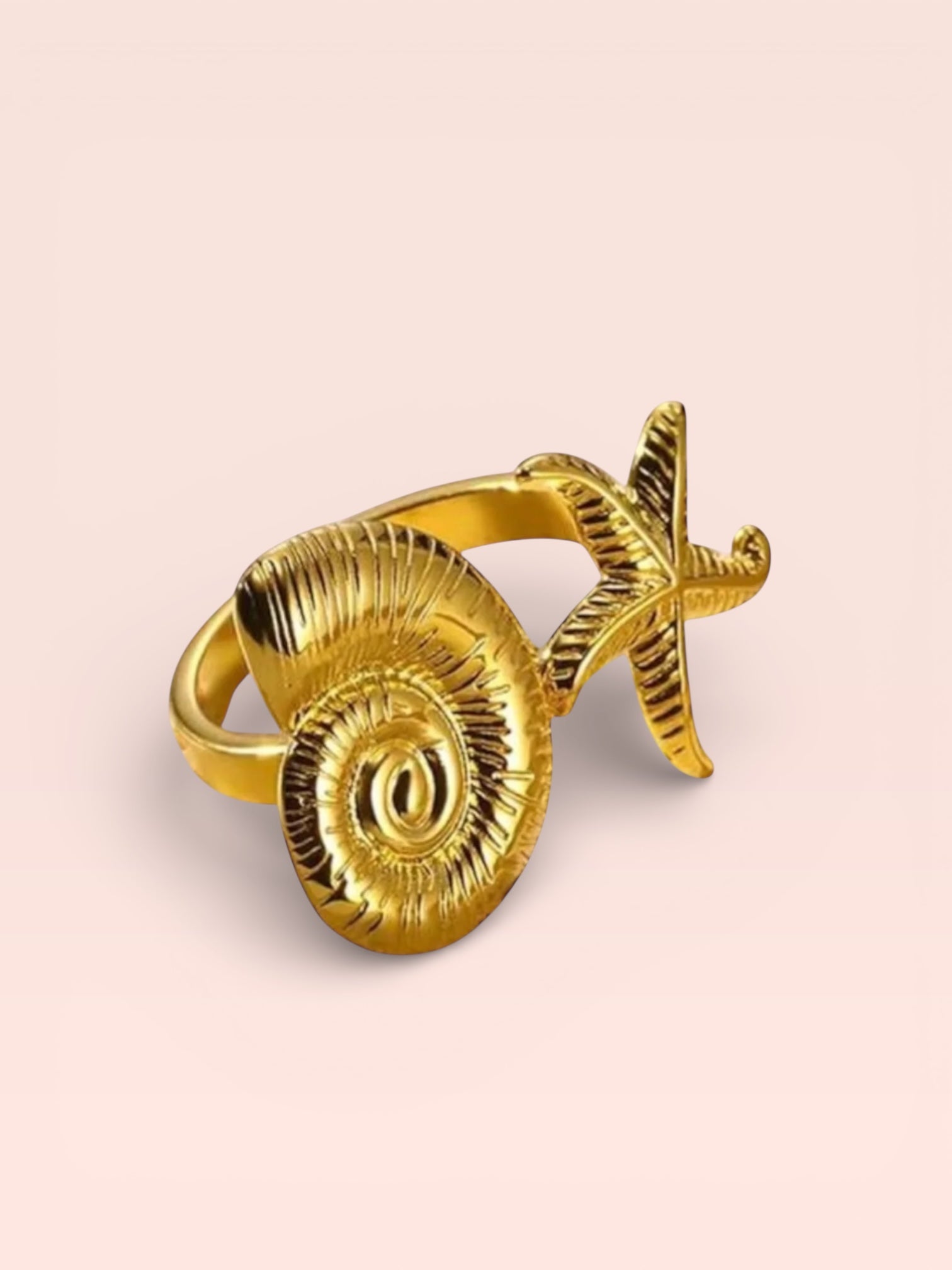 GOLD OCEAN STATEMENT ADJUSTABLE RING SCULPTURAL DESIGN