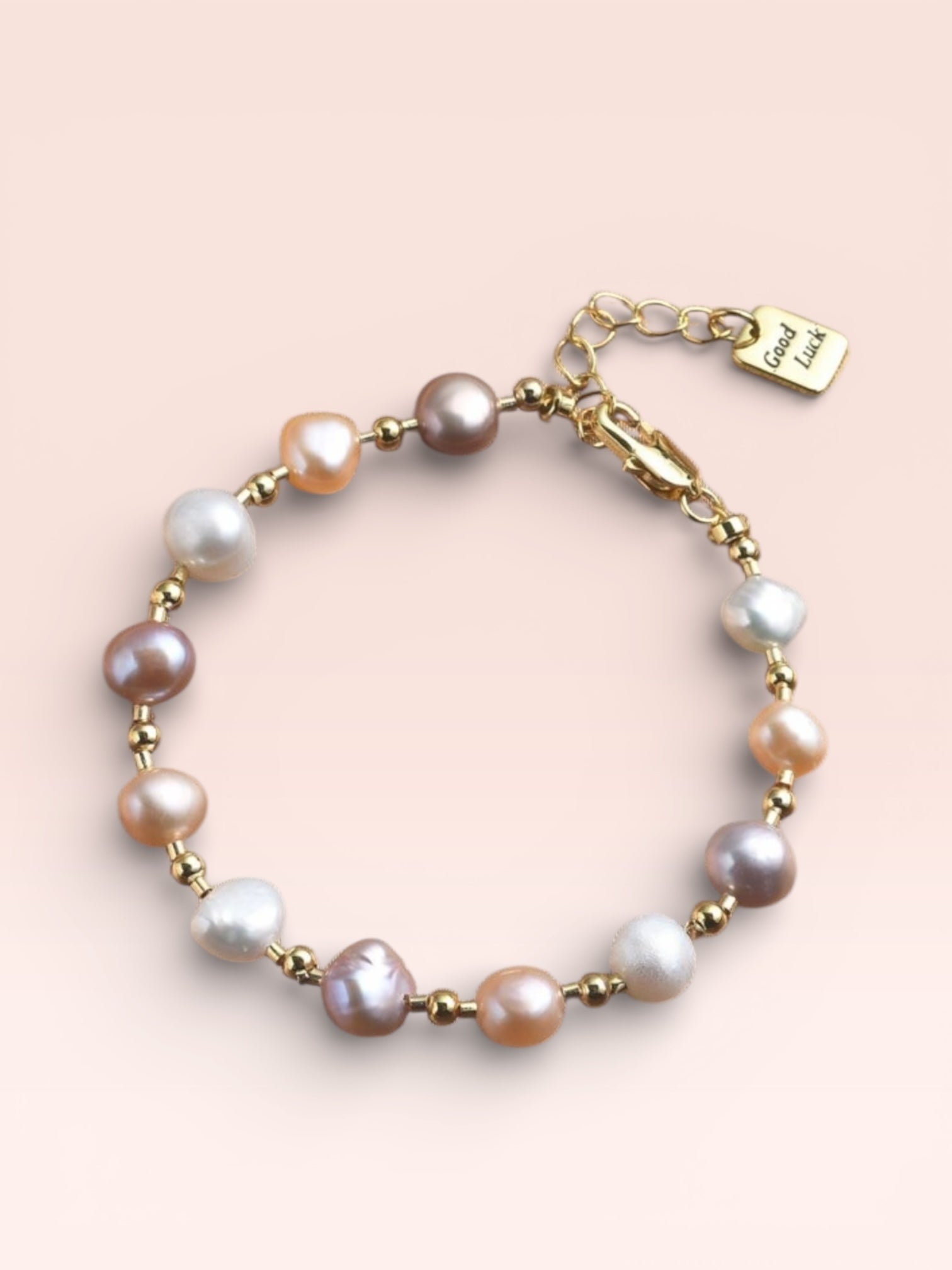MULTICOLOR PEARL GOLD GOOD LUCK BRACELET