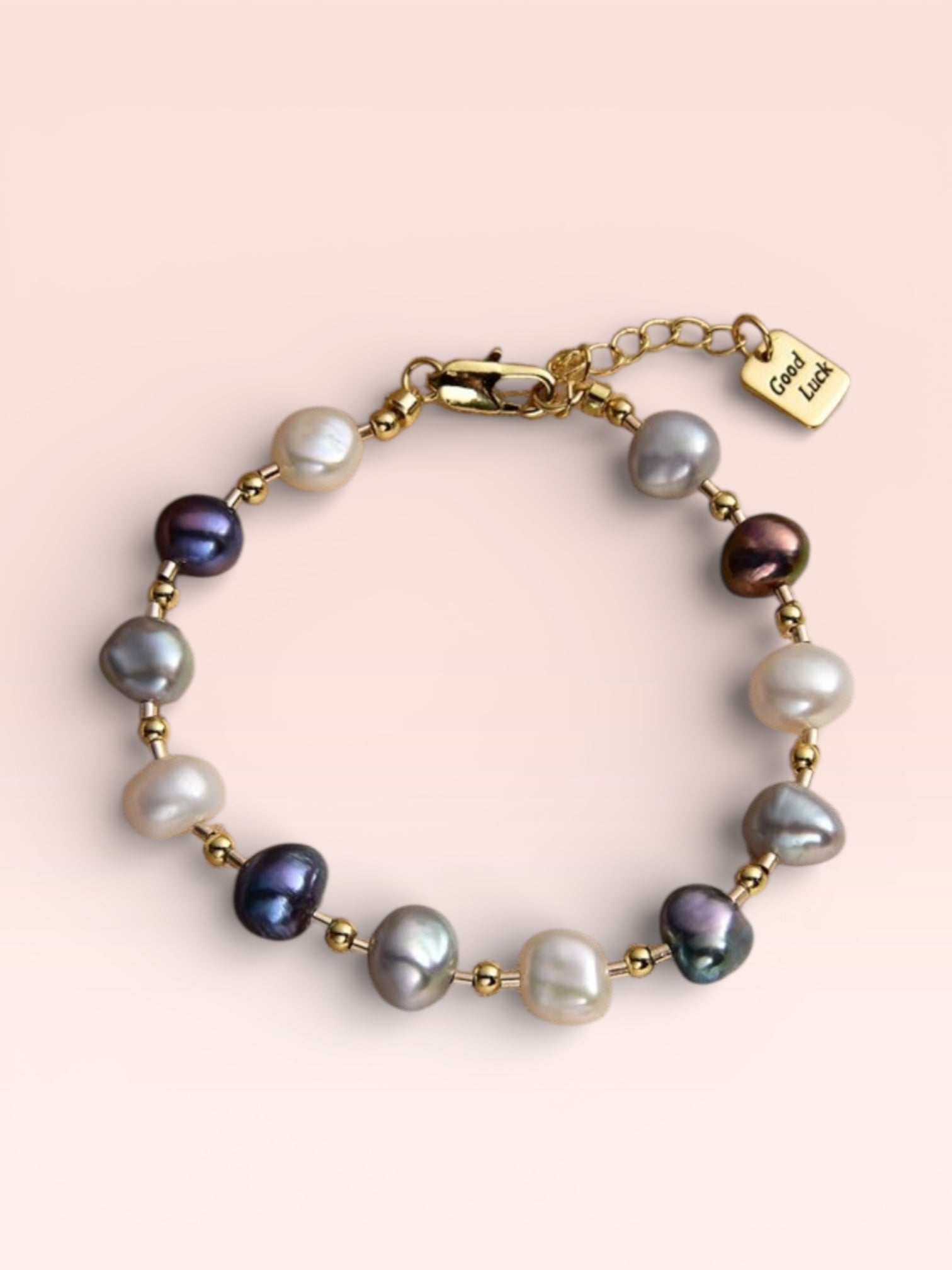 MULTICOLOR PEARL GOLD GOOD LUCK BRACELET