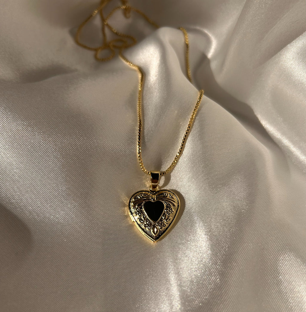 Gold Heart Photo Locket Necklace