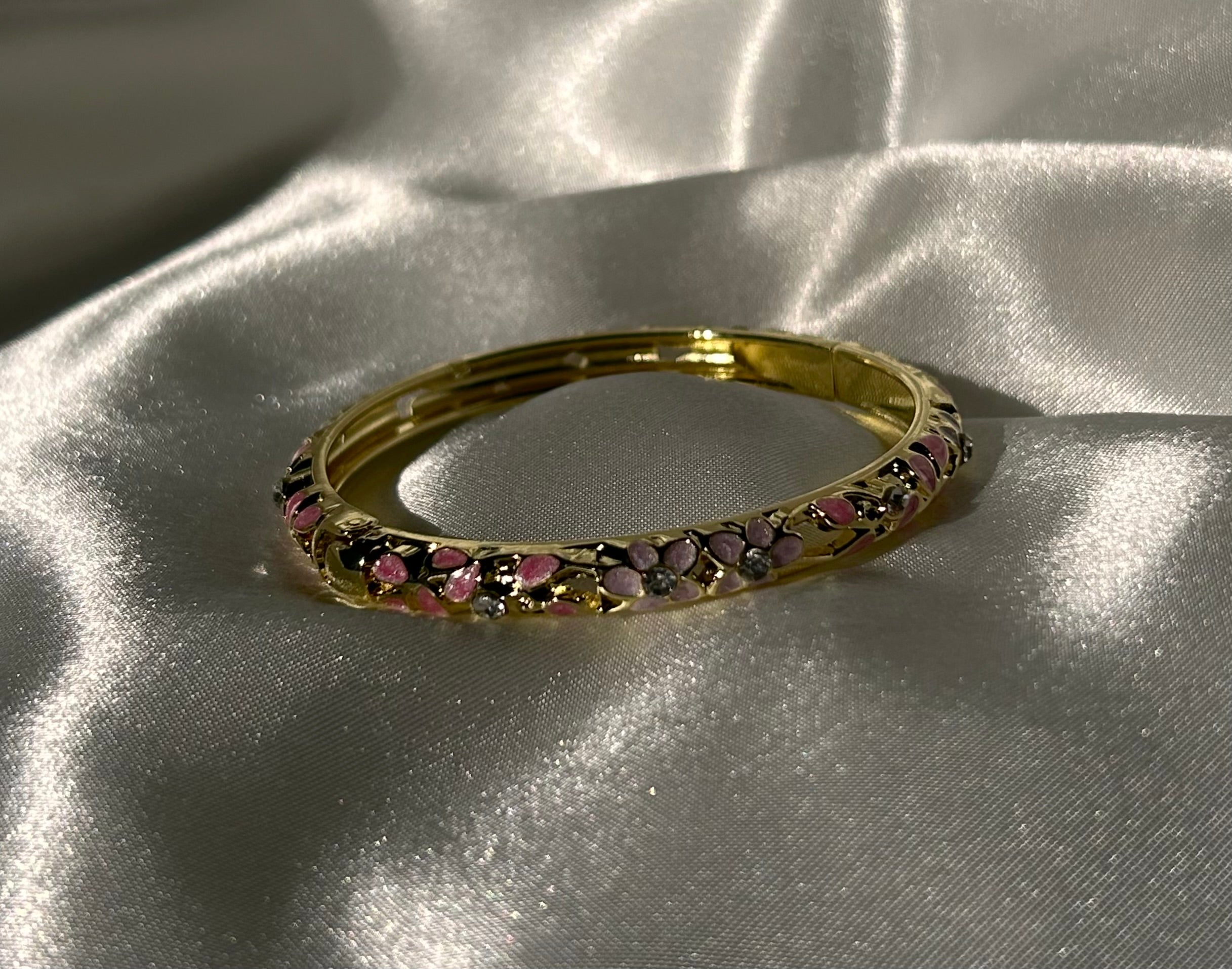 Lila Pink CelestialMoon Gemstone 18k Gold Plated Stainless Steel Bracelet