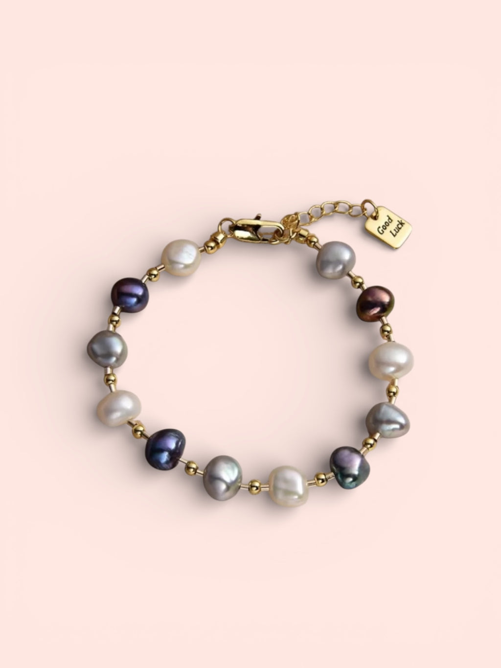 MULTICOLOR PEARL GOLD GOOD LUCK BRACELET