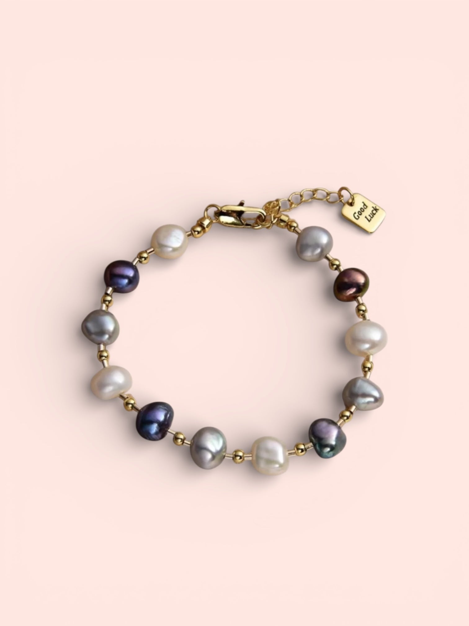 MULTICOLOR PEARL GOLD GOOD LUCK BRACELET