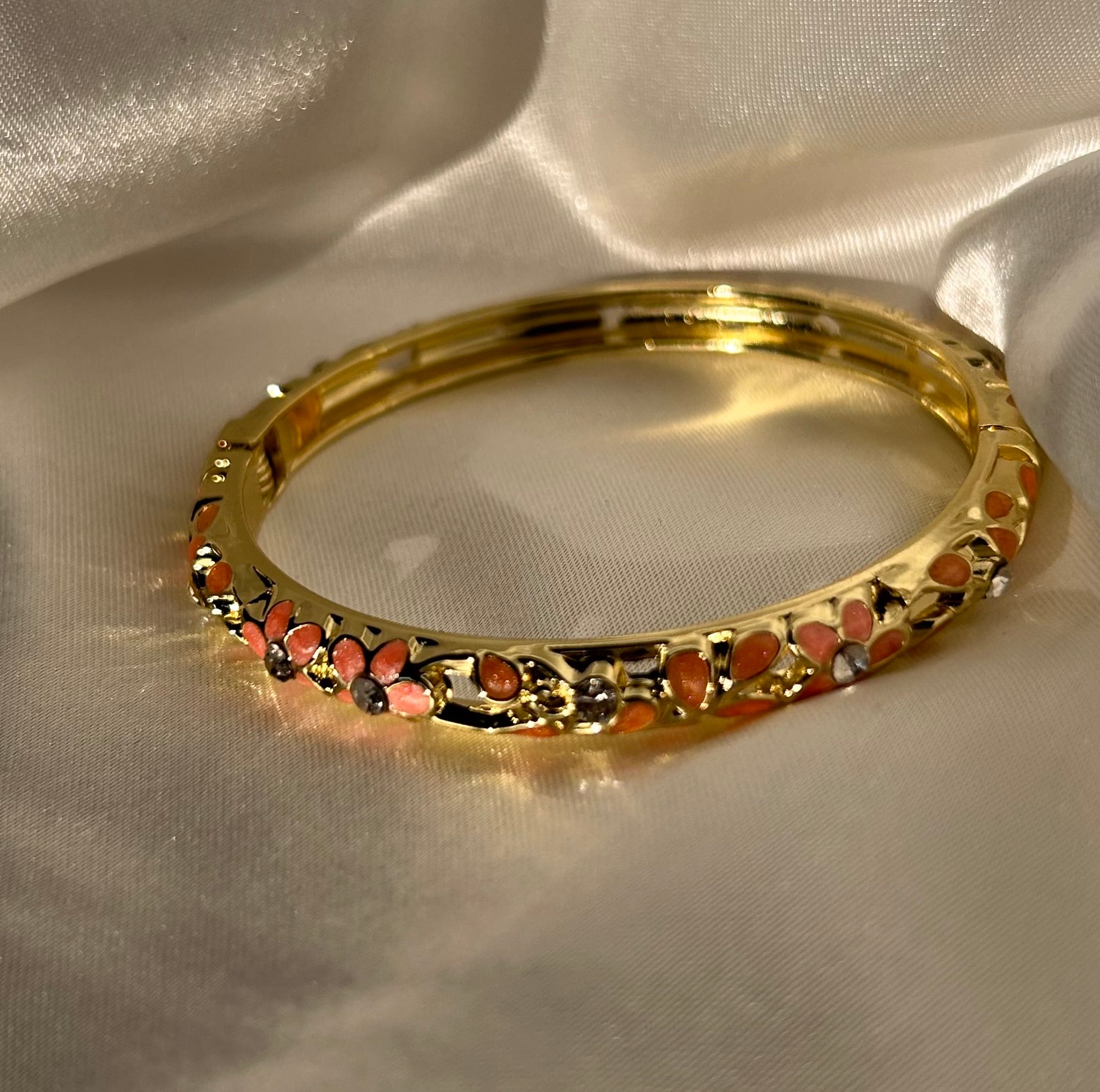 Coral Elegance 18k Gold Plated Stainless Steel Bracelet