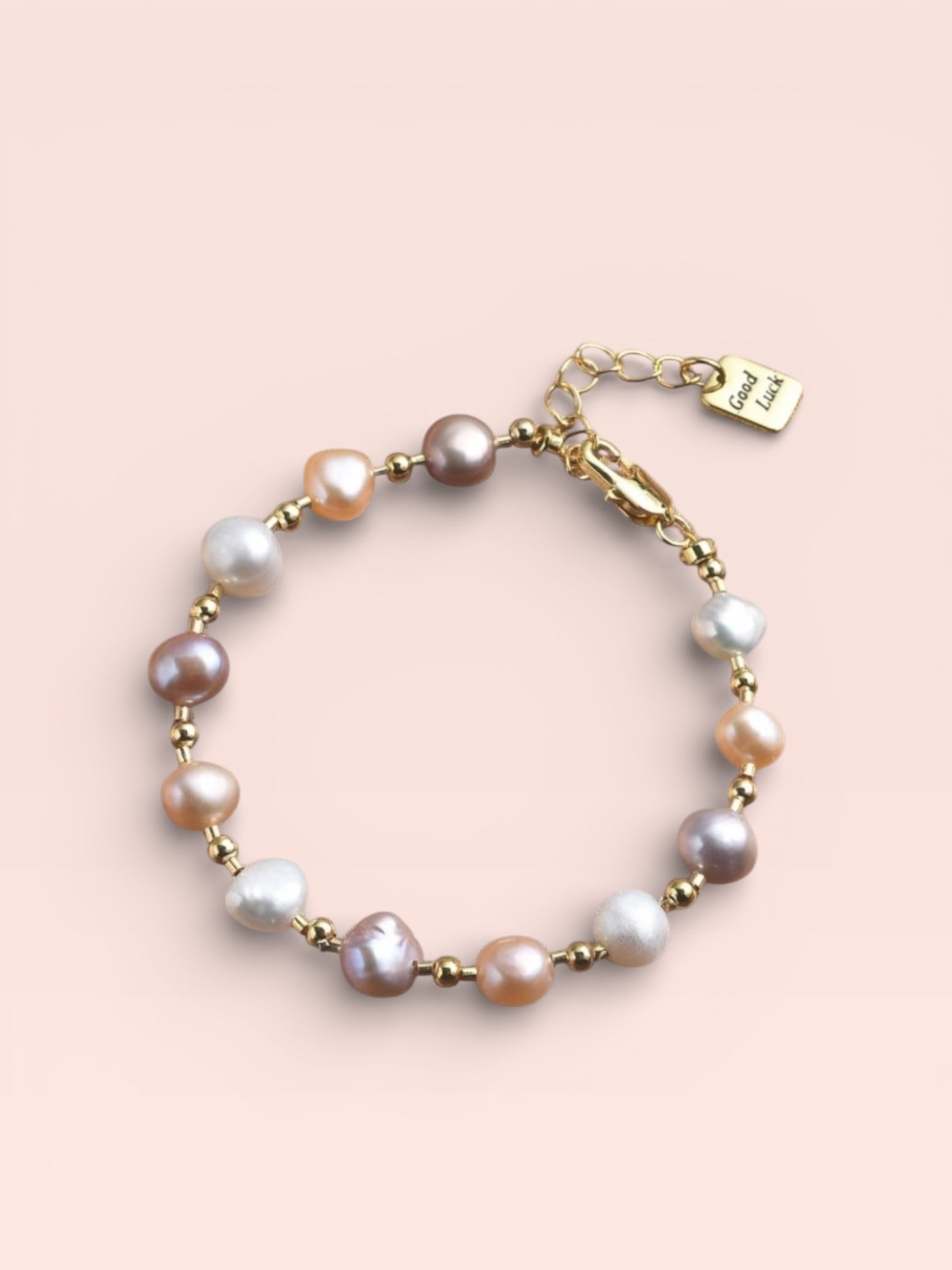 MULTICOLOR PEARL GOLD GOOD LUCK BRACELET