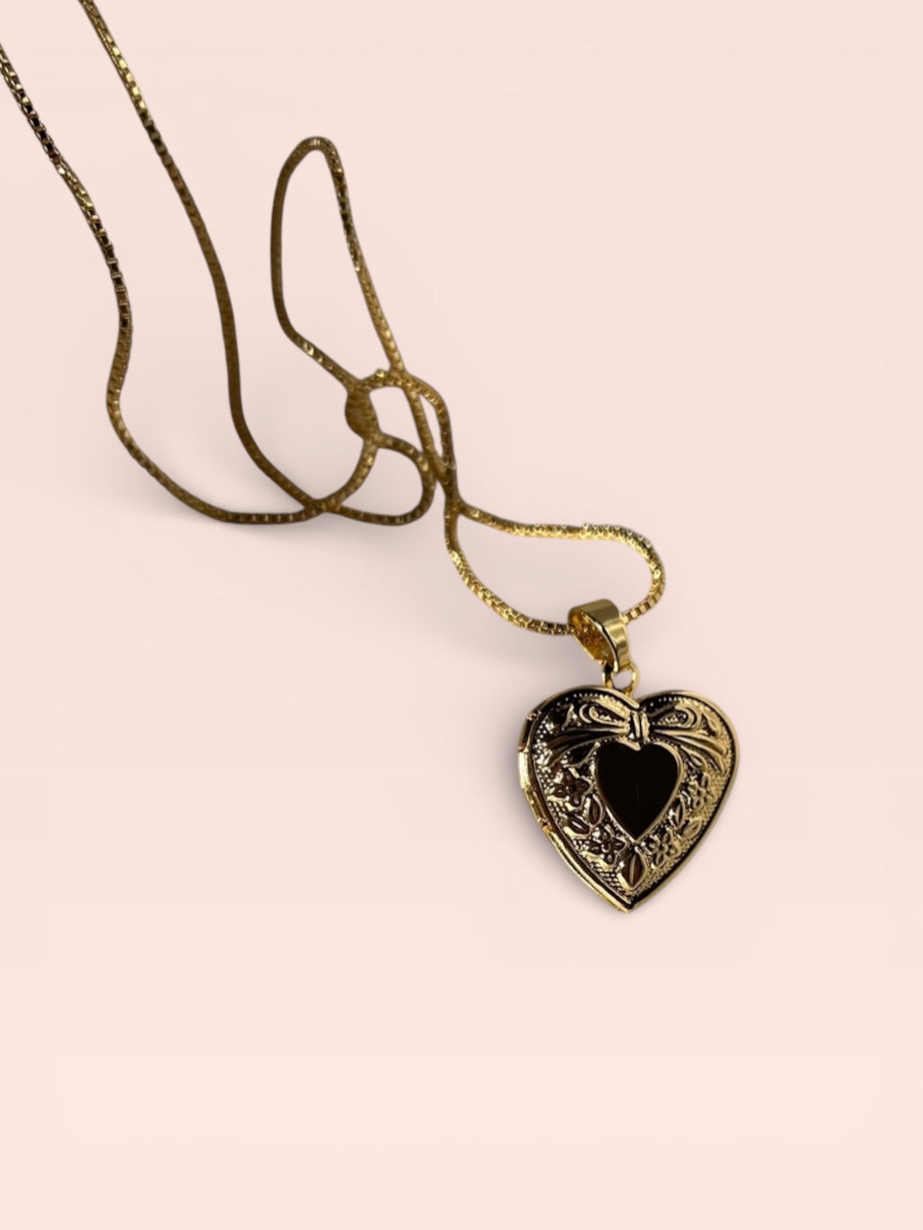 Gold Heart Photo Locket Necklace