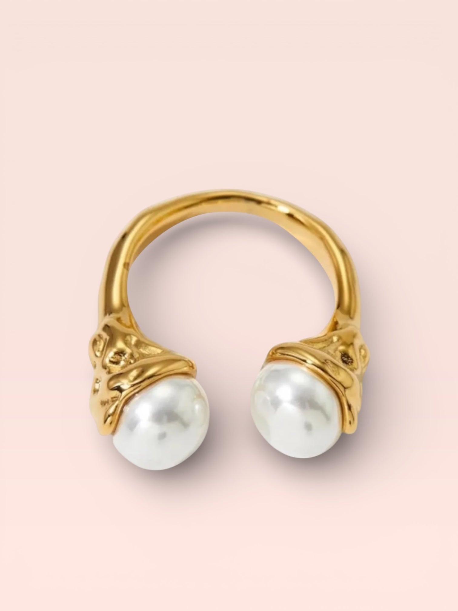Gold Pearl Open Ring Stainless Steel Waterproof