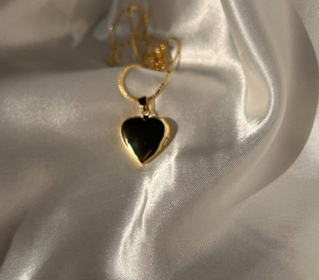 Gold Heart Photo Locket Necklace